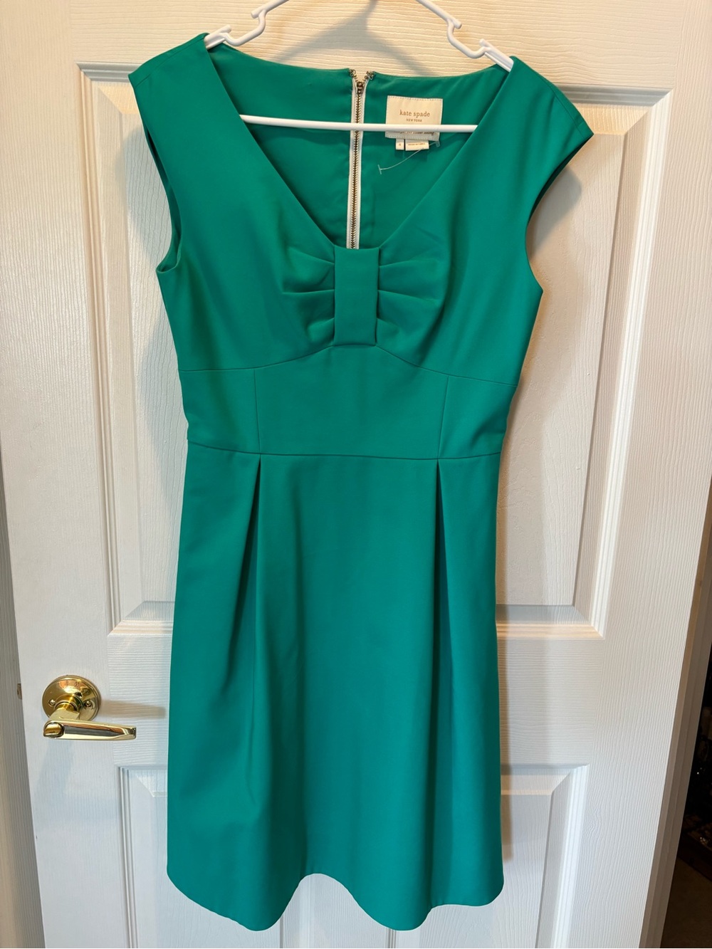 kate spade teal bow-front midi dress